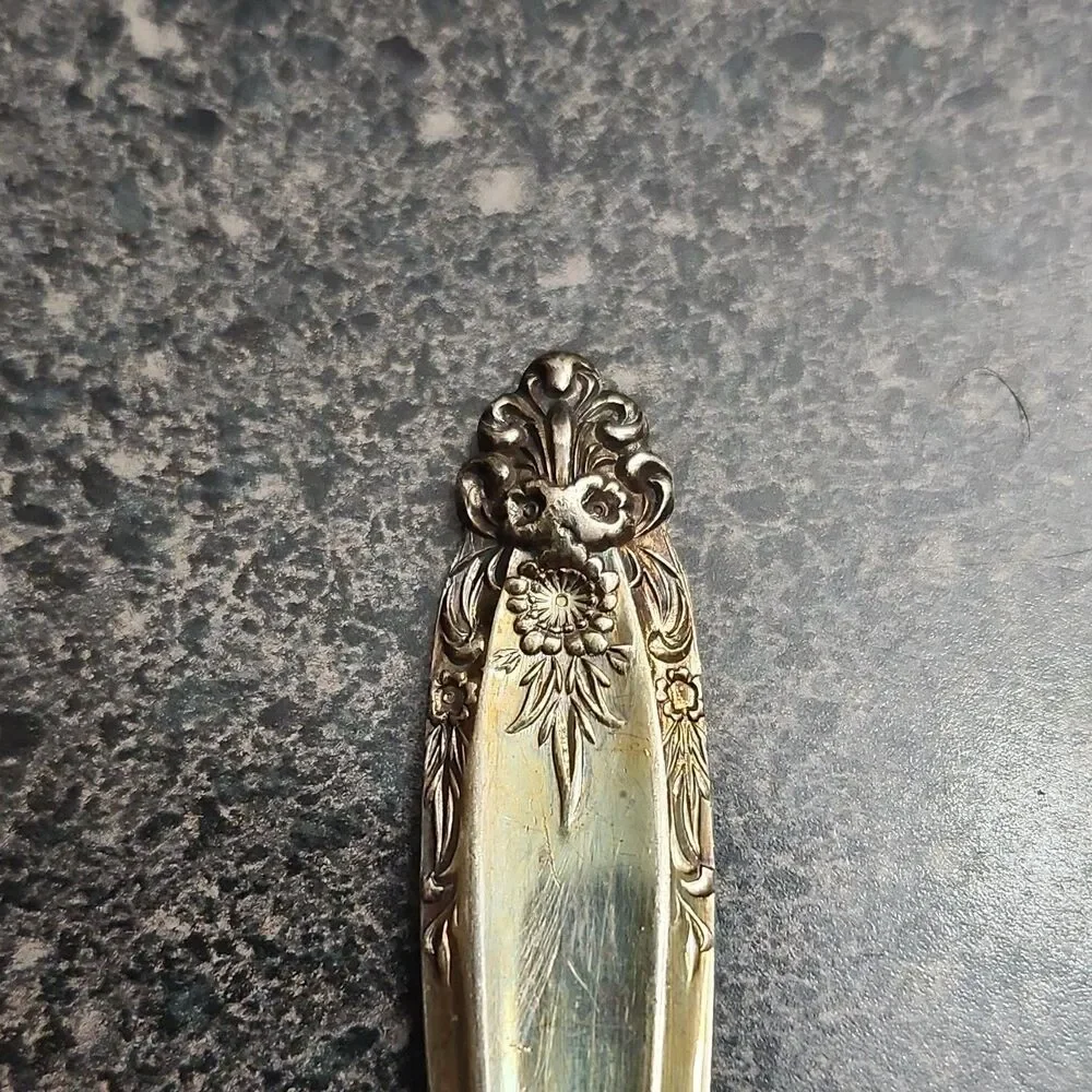 Nickel Silver Japan Ornate Floral Pattern Spoon